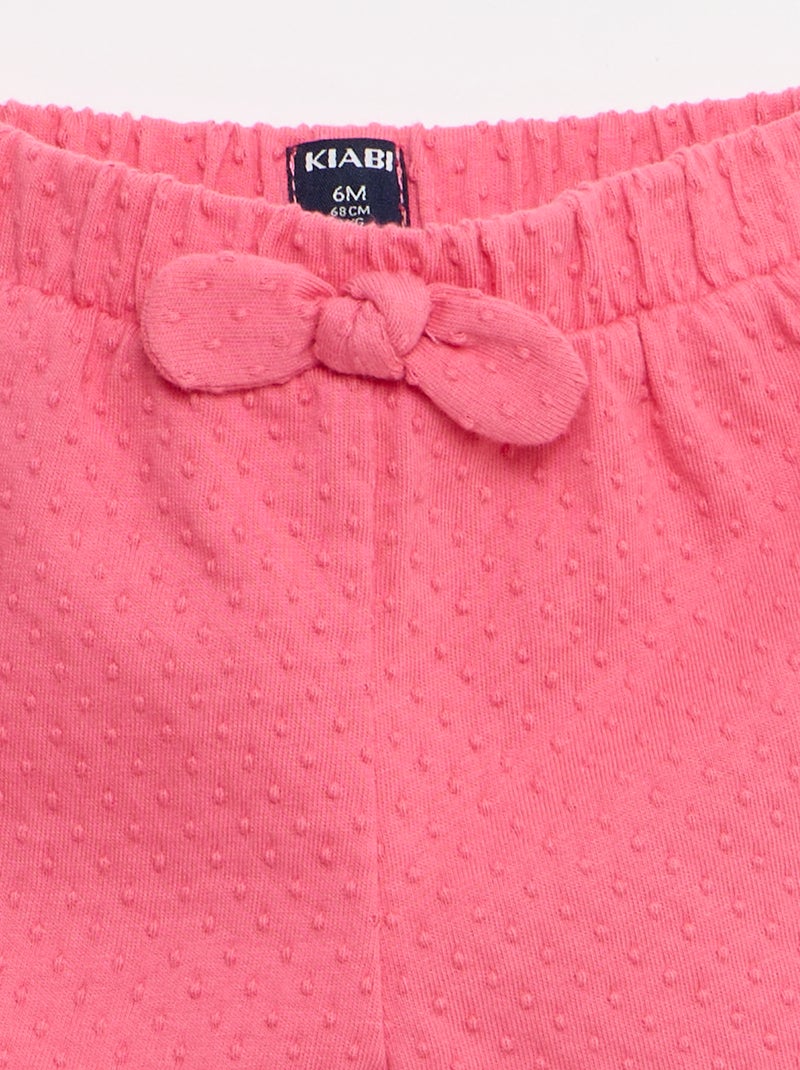 Short in maglia jacquard a tinta unita con fiocco decorativo Rosa - Kiabi