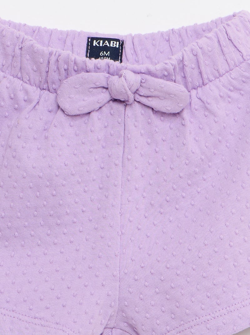Short in maglia jacquard a tinta unita con fiocco decorativo Viola - Kiabi