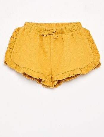 Short in maglia stropicciata tinta unita