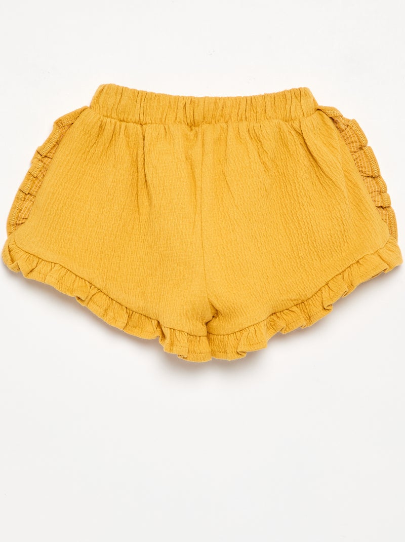 Short in maglia stropicciata tinta unita Giallo - Kiabi
