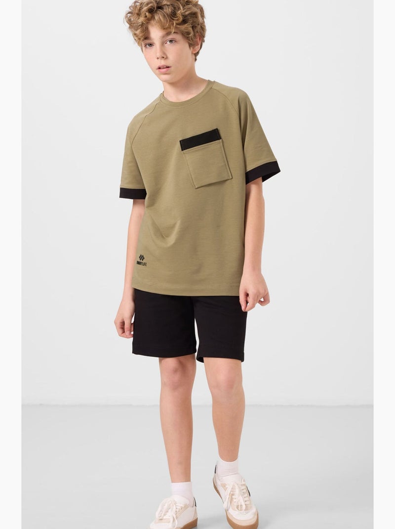 Short in misto cotone tommy Nero Verde - Kiabi