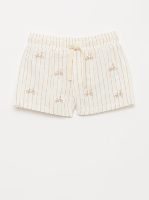 Short in misto lino a righe - Kiabi