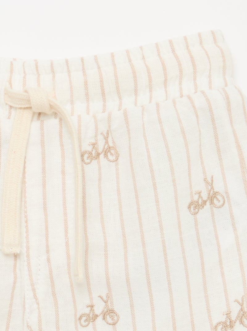 Short in misto lino a righe Beige - Kiabi
