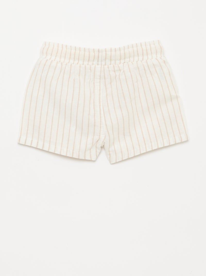 Short in misto lino a righe Beige - Kiabi