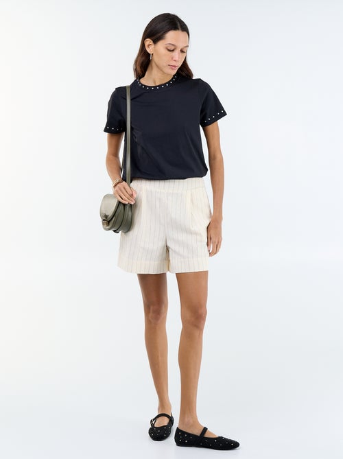 Short in misto lino tinta unita - Kiabi