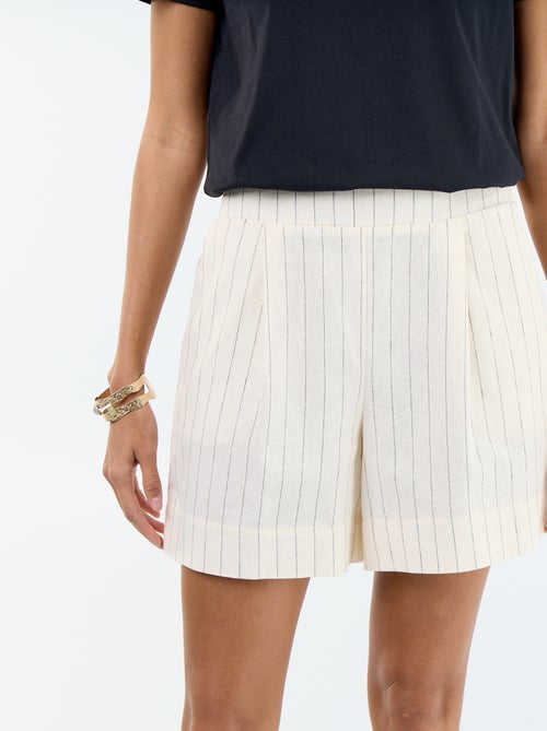 Short in misto lino tinta unita - Kiabi