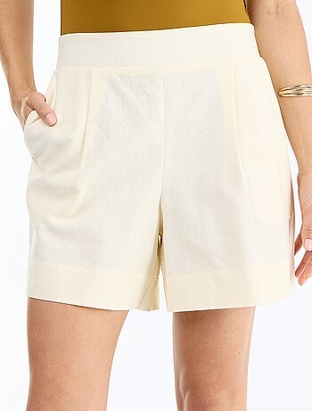 Short in misto lino tinta unita
