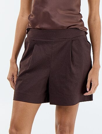 Short in misto lino tinta unita