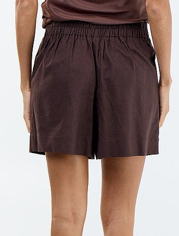 Short in misto lino tinta unita