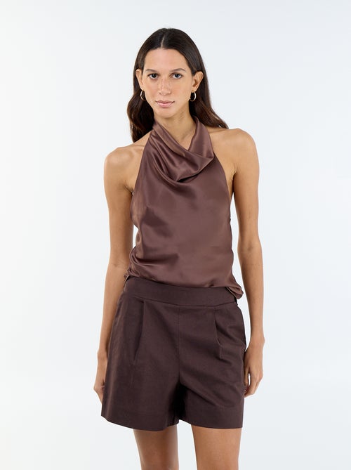 Short in misto lino tinta unita - Kiabi