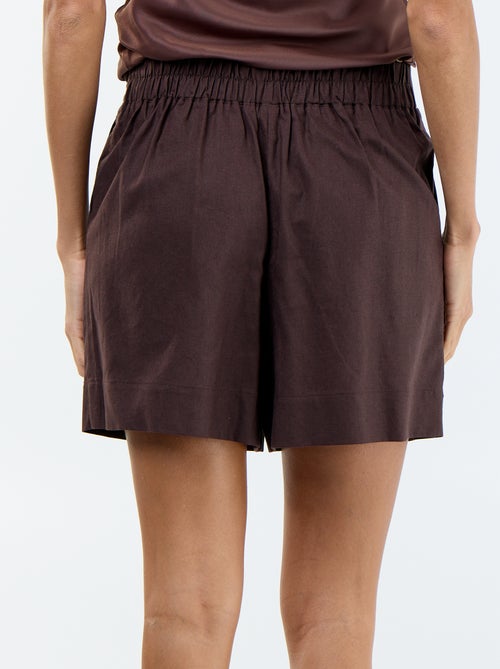 Short in misto lino tinta unita - Kiabi