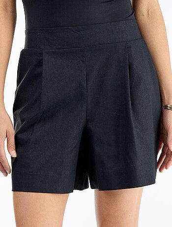 Short in misto lino tinta unita