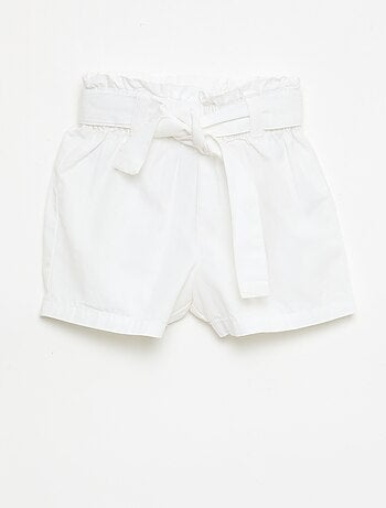 Short in popeline con cintura da annodare