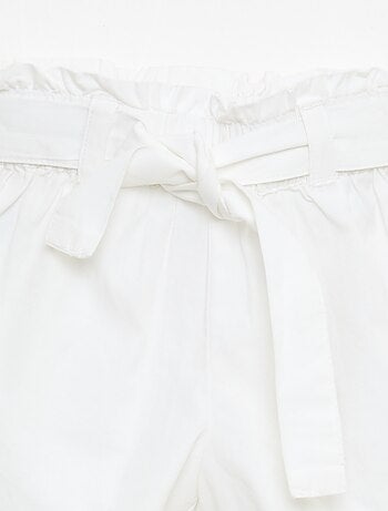 Short in popeline con cintura da annodare