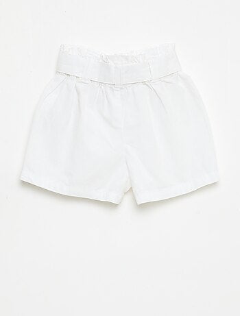 Short in popeline con cintura da annodare