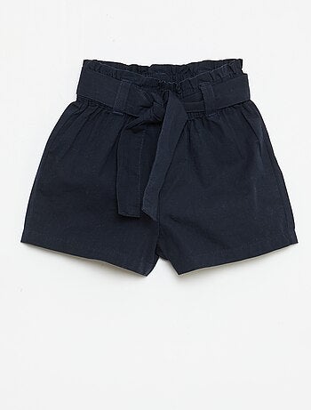 Short in popeline con cintura da annodare
