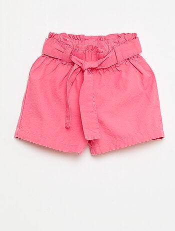 Short in popeline con cintura da annodare