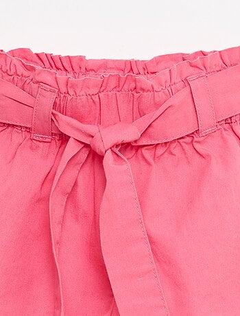 Short in popeline con cintura da annodare