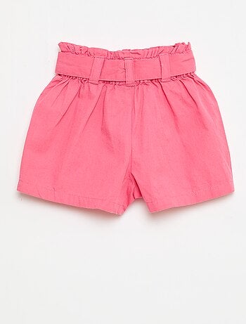 Short in popeline con cintura da annodare