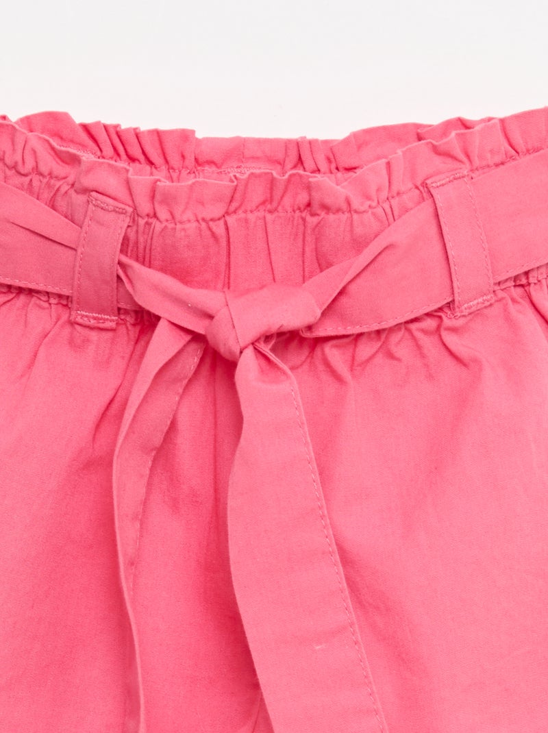 Short in popeline con cintura da annodare Rosa - Kiabi