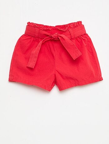 Short in popeline con cintura da annodare