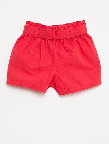 Short in popeline con cintura da annodare