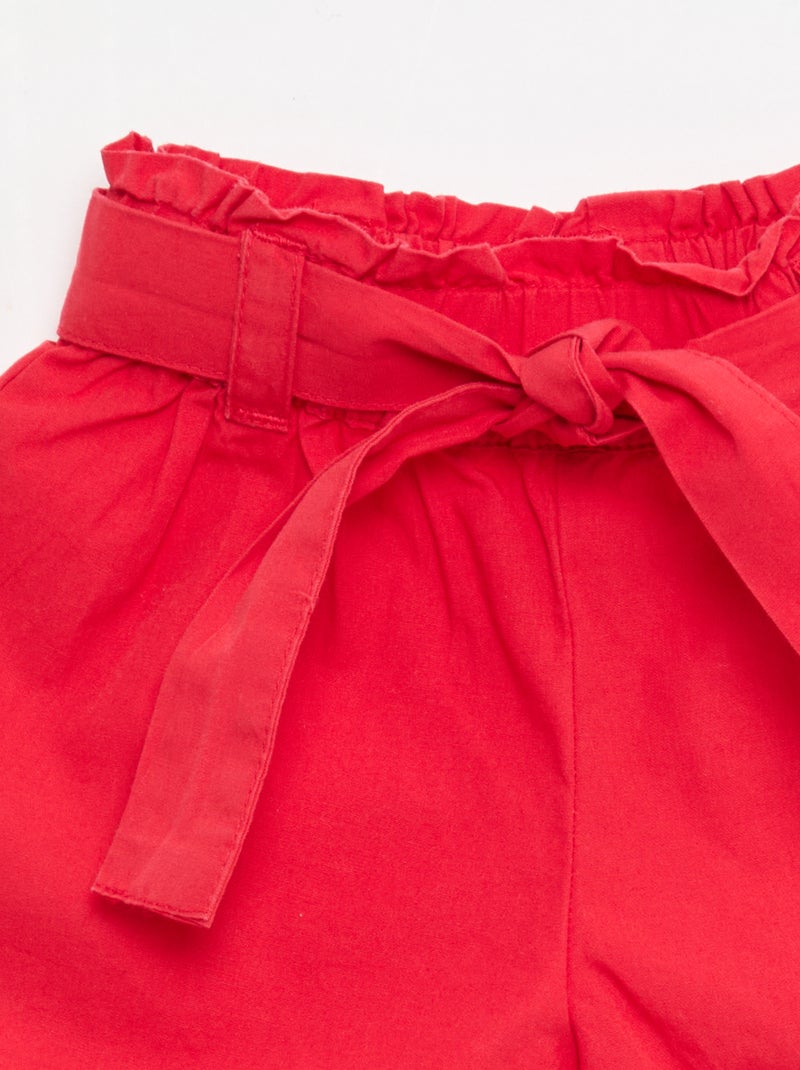 Short in popeline con cintura da annodare Rosso - Kiabi