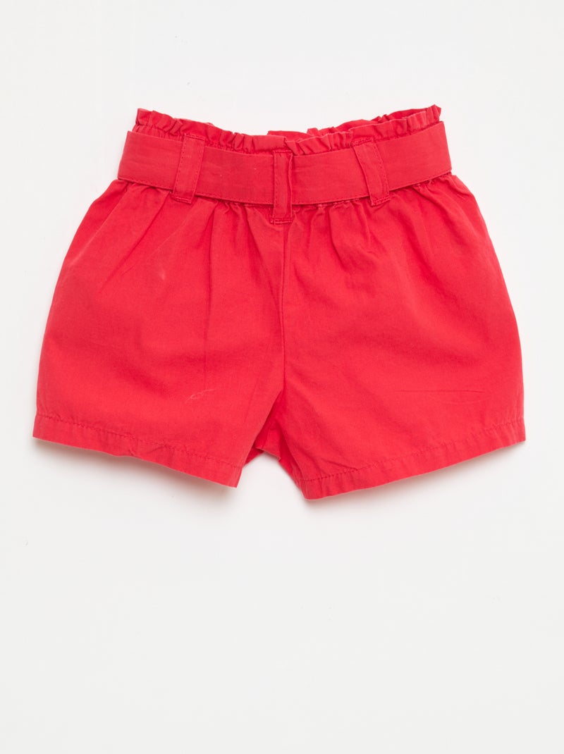 Short in popeline con cintura da annodare Rosso - Kiabi