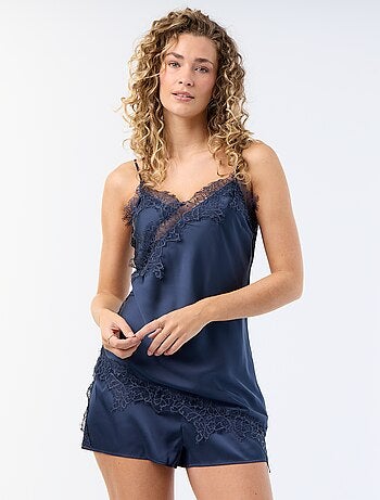 Short in raso con bordi in pizzo