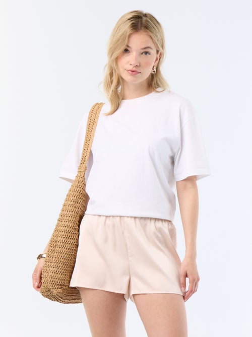 Short in raso con bordi in pizzo - Kiabi
