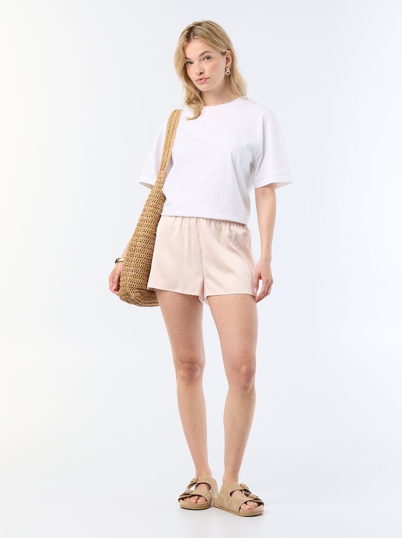 Short in raso con bordi in pizzo Rosa - Kiabi