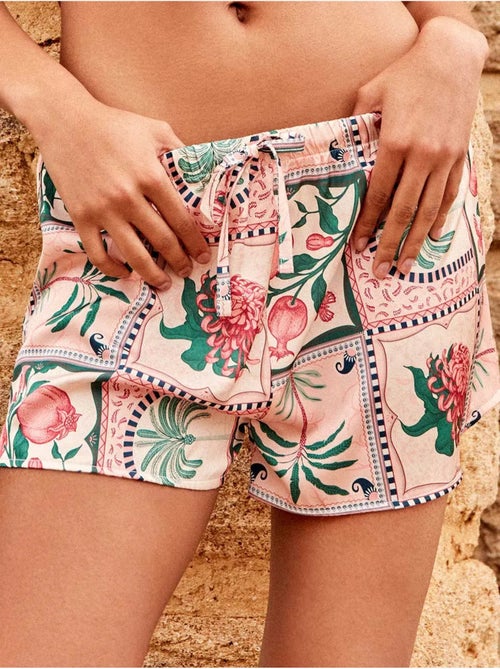 Short in satin con stampa mosaico floreale tropicale - Kiabi