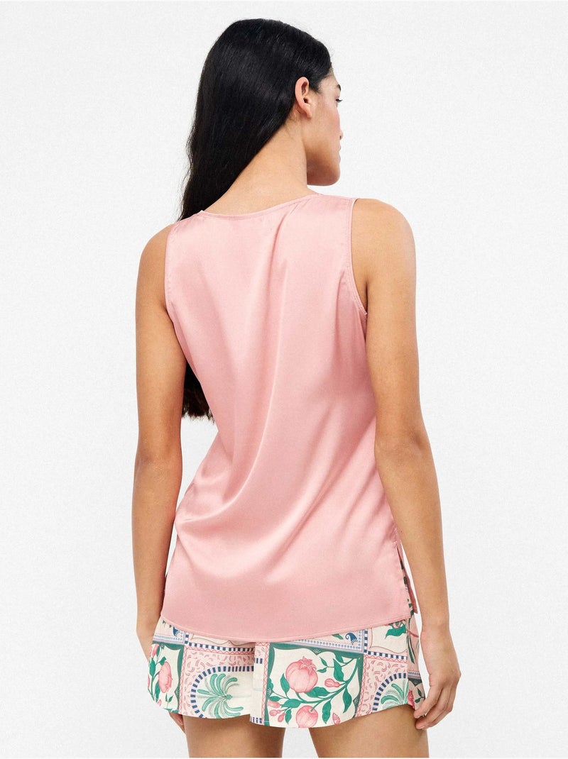Short in satin con stampa mosaico floreale tropicale Multicolore - Kiabi