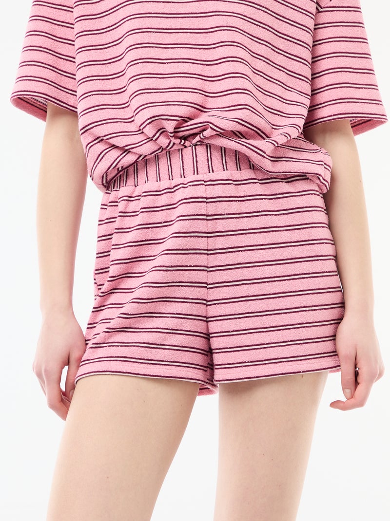 Short in spugna a righe Rosa - Kiabi