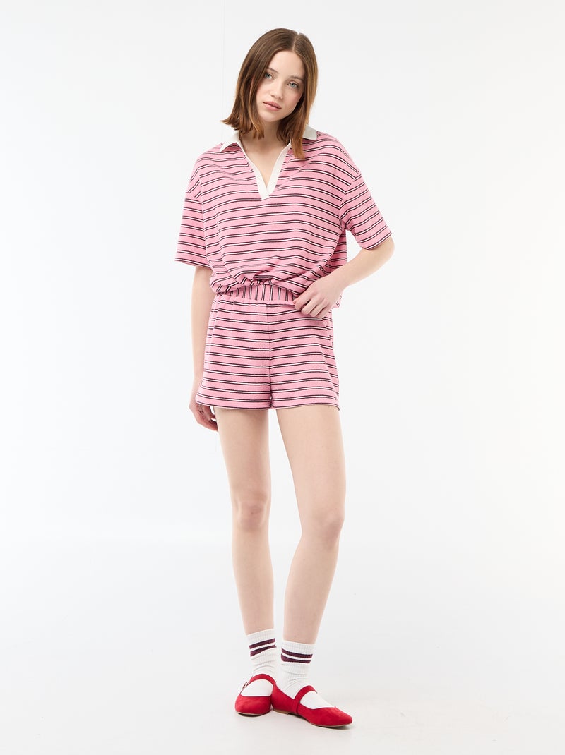 Short in spugna a righe Rosa - Kiabi