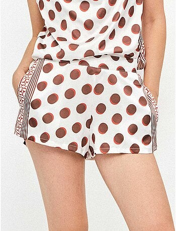 Short in tessuto satinato con stampa monogramma