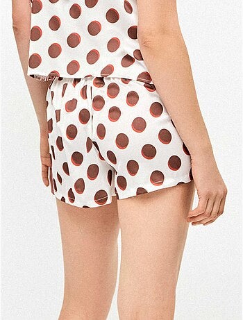 Short in tessuto satinato con stampa monogramma