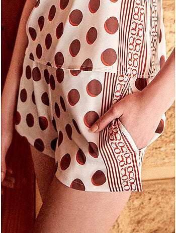 Short in tessuto satinato con stampa monogramma