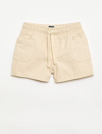 Short in twill con tasche applicate