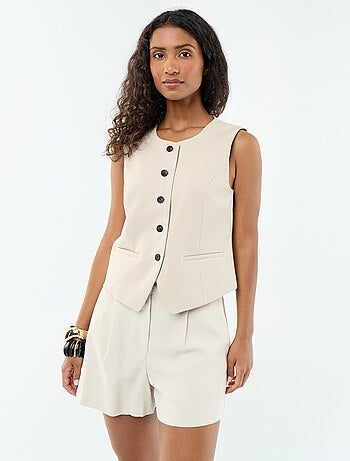 Short in twill tinta unita con 2 tasche