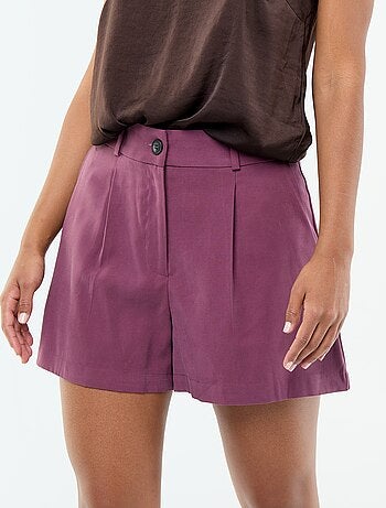 Short in twill tinta unita con 2 tasche
