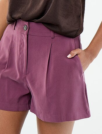 Short in twill tinta unita con 2 tasche