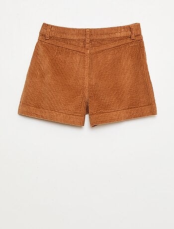 Short in velluto a coste con 2 tasche applicate