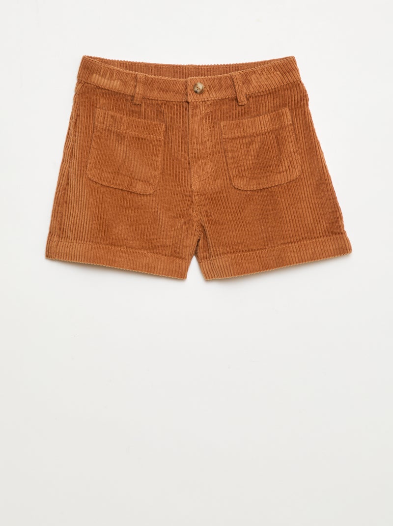 Short in velluto a coste con 2 tasche applicate Marrone - Kiabi