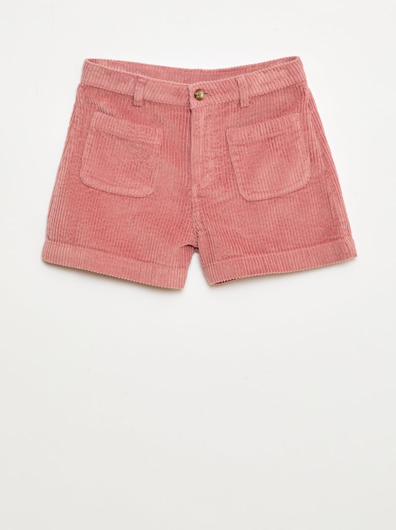 Short in velluto a coste con 2 tasche applicate Rosa - Kiabi