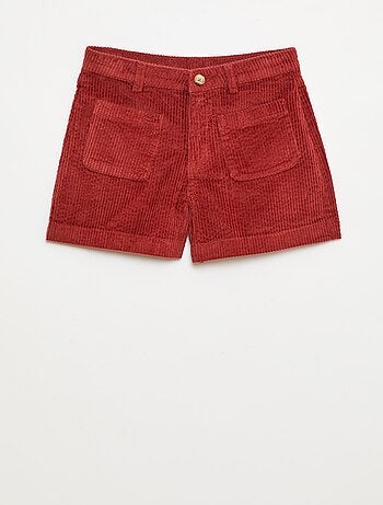 Short in velluto a coste con 2 tasche applicate