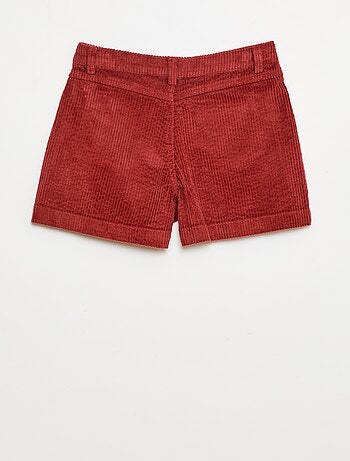 Short in velluto a coste con 2 tasche applicate