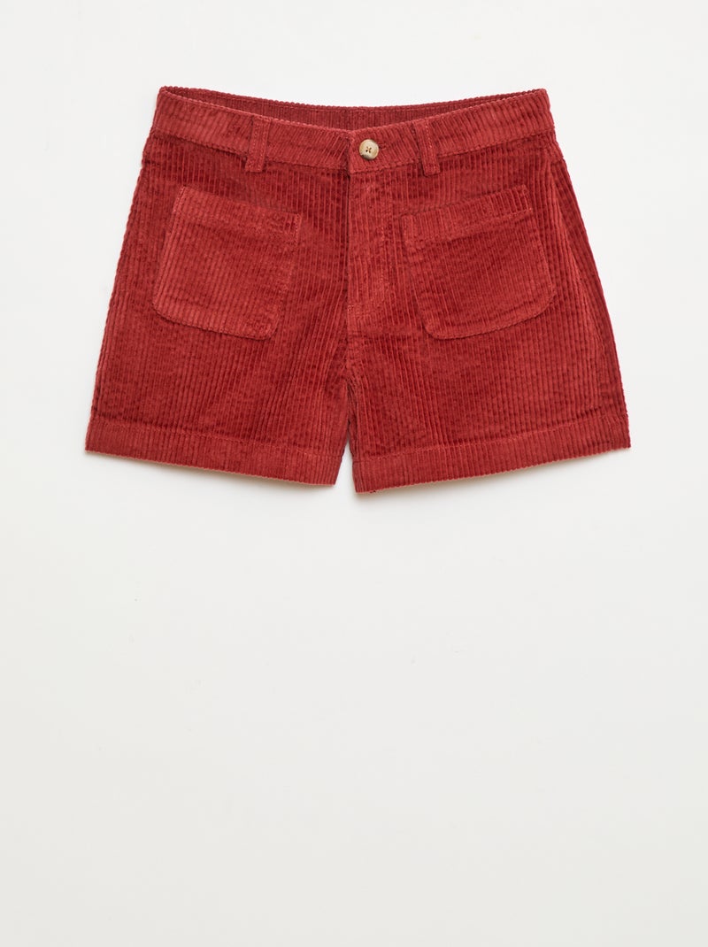 Short in velluto a coste con 2 tasche applicate Rosso - Kiabi