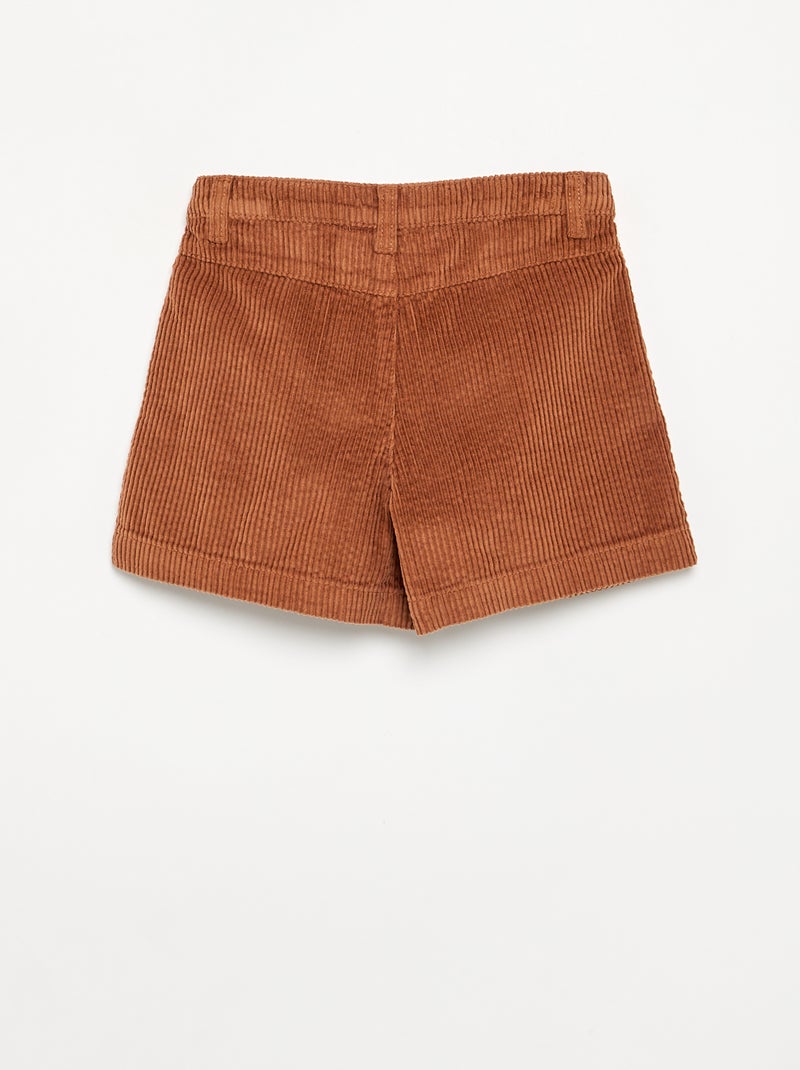 Short in velluto a costine tinta unita Marrone - Kiabi