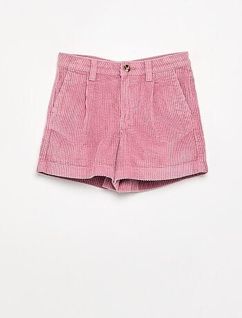 Short in velluto a costine tinta unita